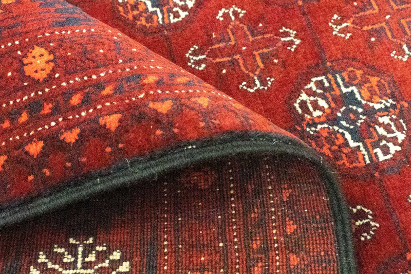 Runner Afghan Rug - Bukhara - 294 x 84 cm - dark red