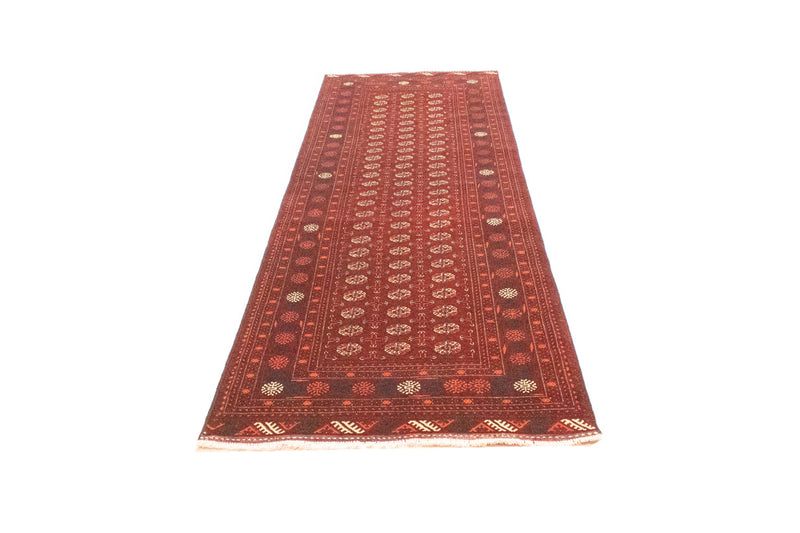 Runner Afghan Rug - Bukhara - 294 x 84 cm - dark red