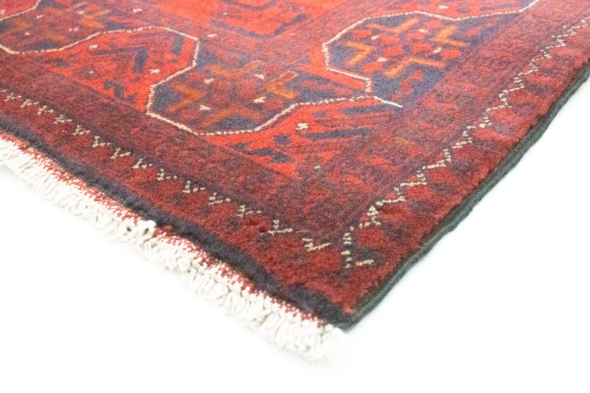 Runner Afghan Rug - Kunduz - 287 x 83 cm - dark red