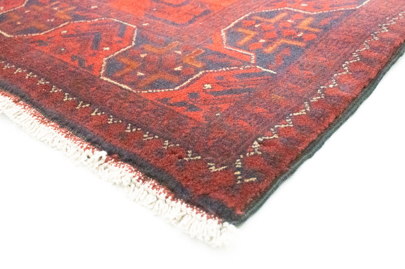 Runner Afghan Rug - Kunduz - 287 x 83 cm - dark red