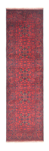 Runner Afghan Rug - Kunduz - 290 x 80 cm - dark red