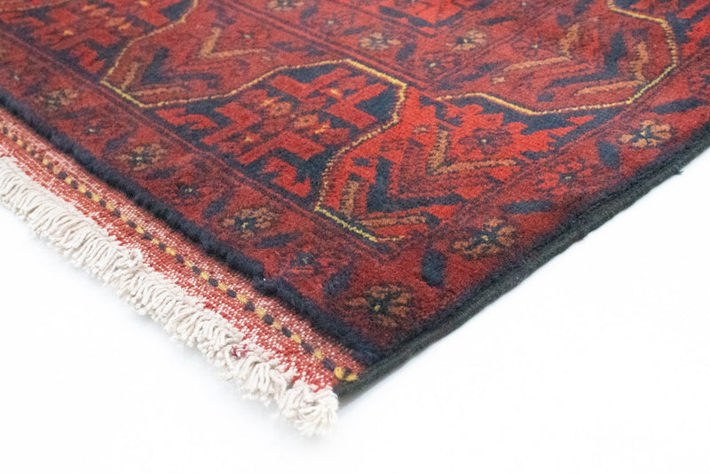 Runner Afghan Rug - Kunduz - 290 x 80 cm - dark red