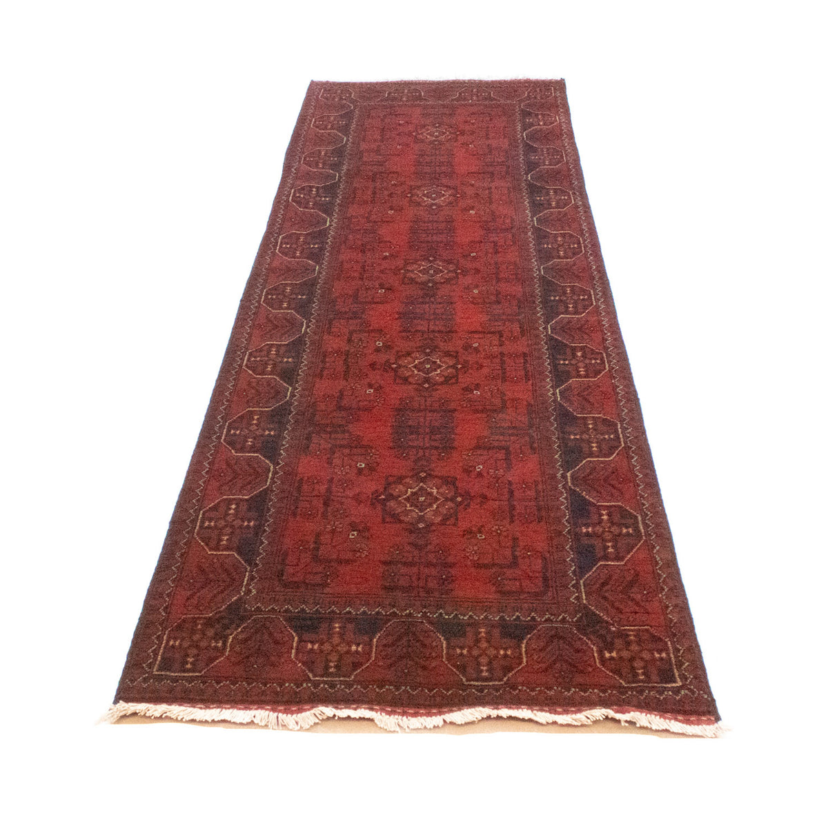 Runner Afghan Rug - Kunduz - 285 x 80 cm - red