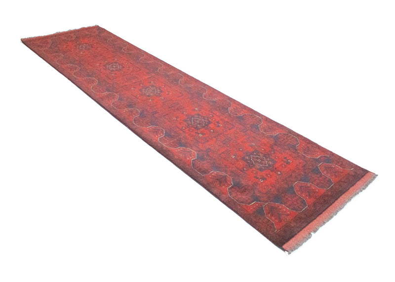 Runner Afghan Rug - Kunduz - 297 x 79 cm - red