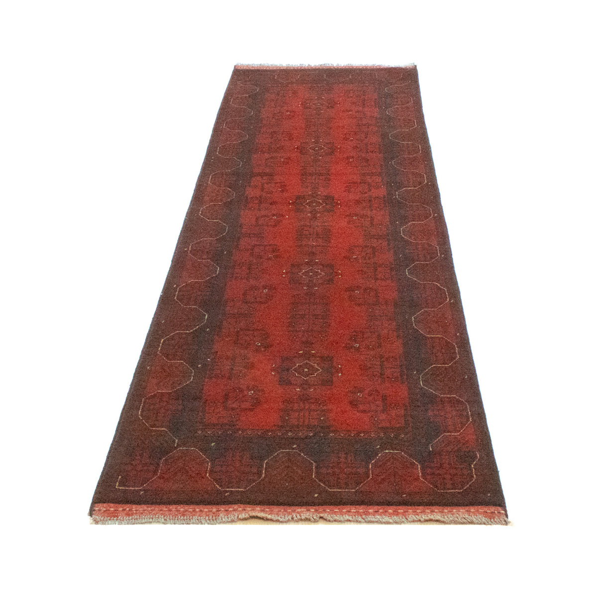 Runner Afghan Rug - Kunduz - 289 x 77 cm - red