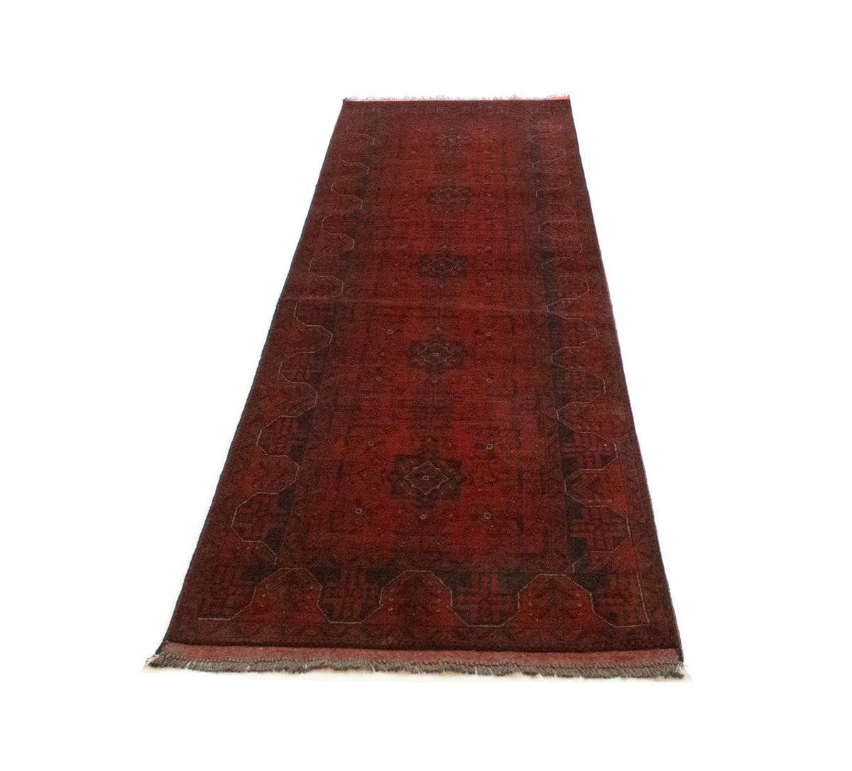 Runner Afghan Rug - Kunduz - 296 x 77 cm - red