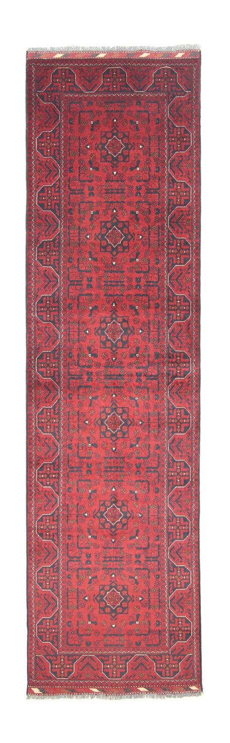 Runner Afghan Rug - Kunduz - 302 x 78 cm - red