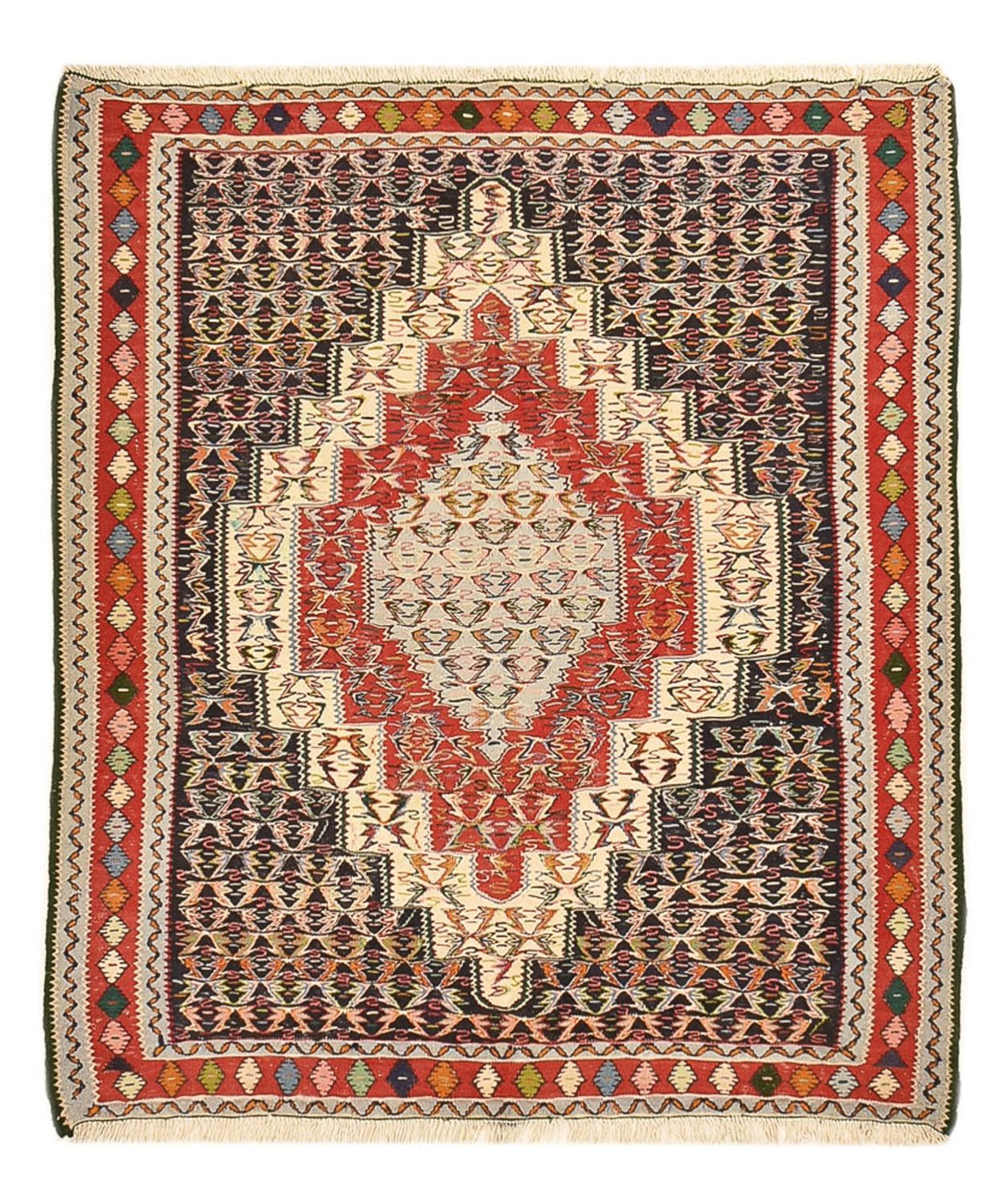 Kelim Rug - Oriental square  - 147 x 130 cm - red