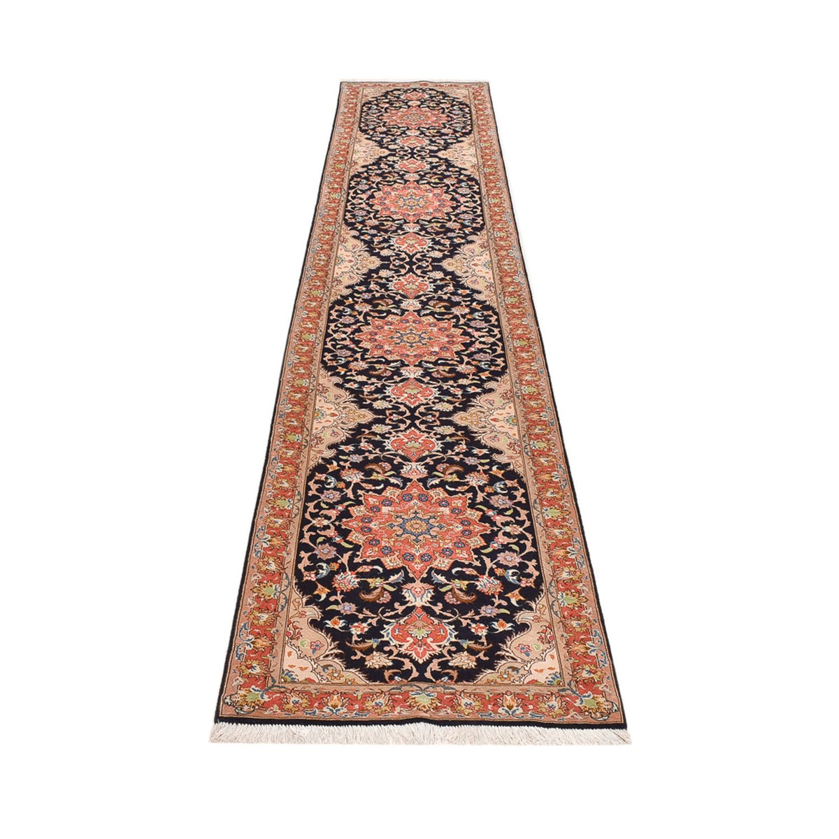 Runner Perser Rug - Tabriz - Royal - 380 x 75 cm - dark blue
