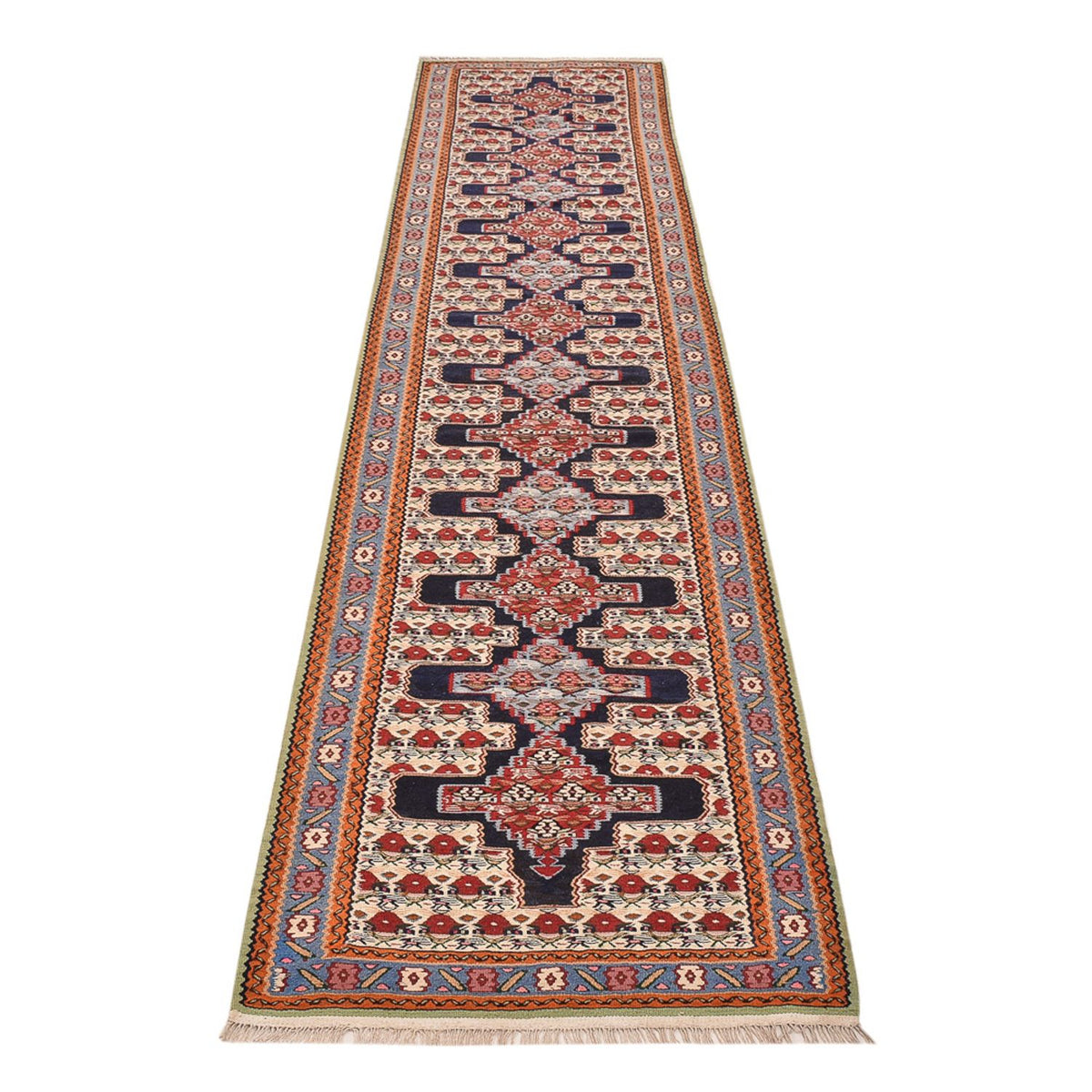 Runner Kelim Rug - Oriental - 415 x 85 cm - dark blue