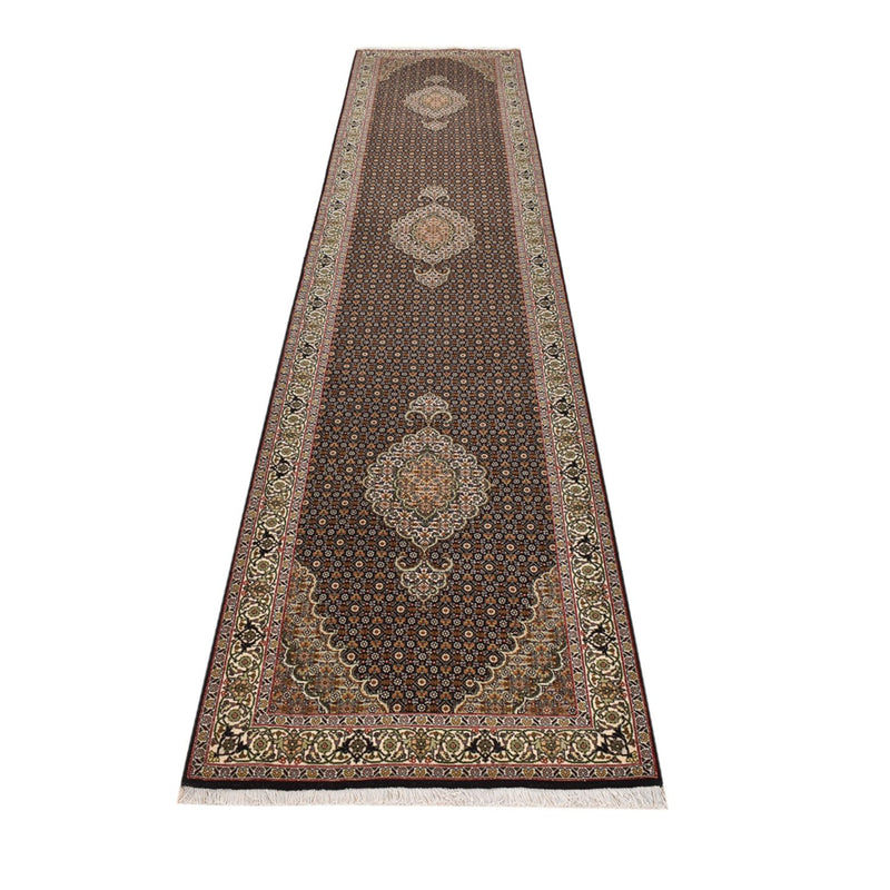 Runner Perser Rug - Tabriz - Royal - 393 x 82 cm - dark beige