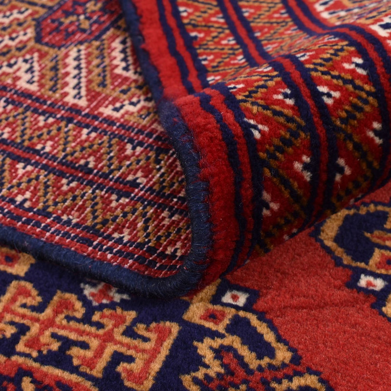 Runner Turkaman Rug - 377 x 104 cm - dark red