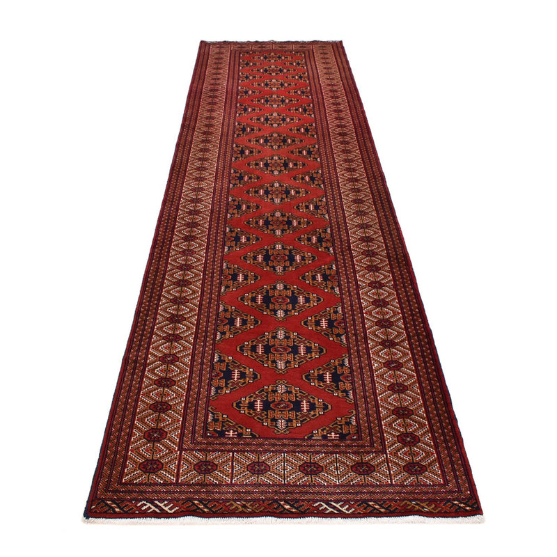 Runner Turkaman Rug - 377 x 104 cm - dark red