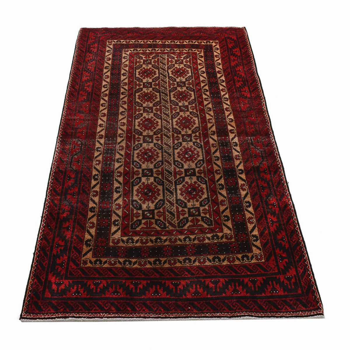 Runner Belutsch Rug - 196 x 96 cm - dark red