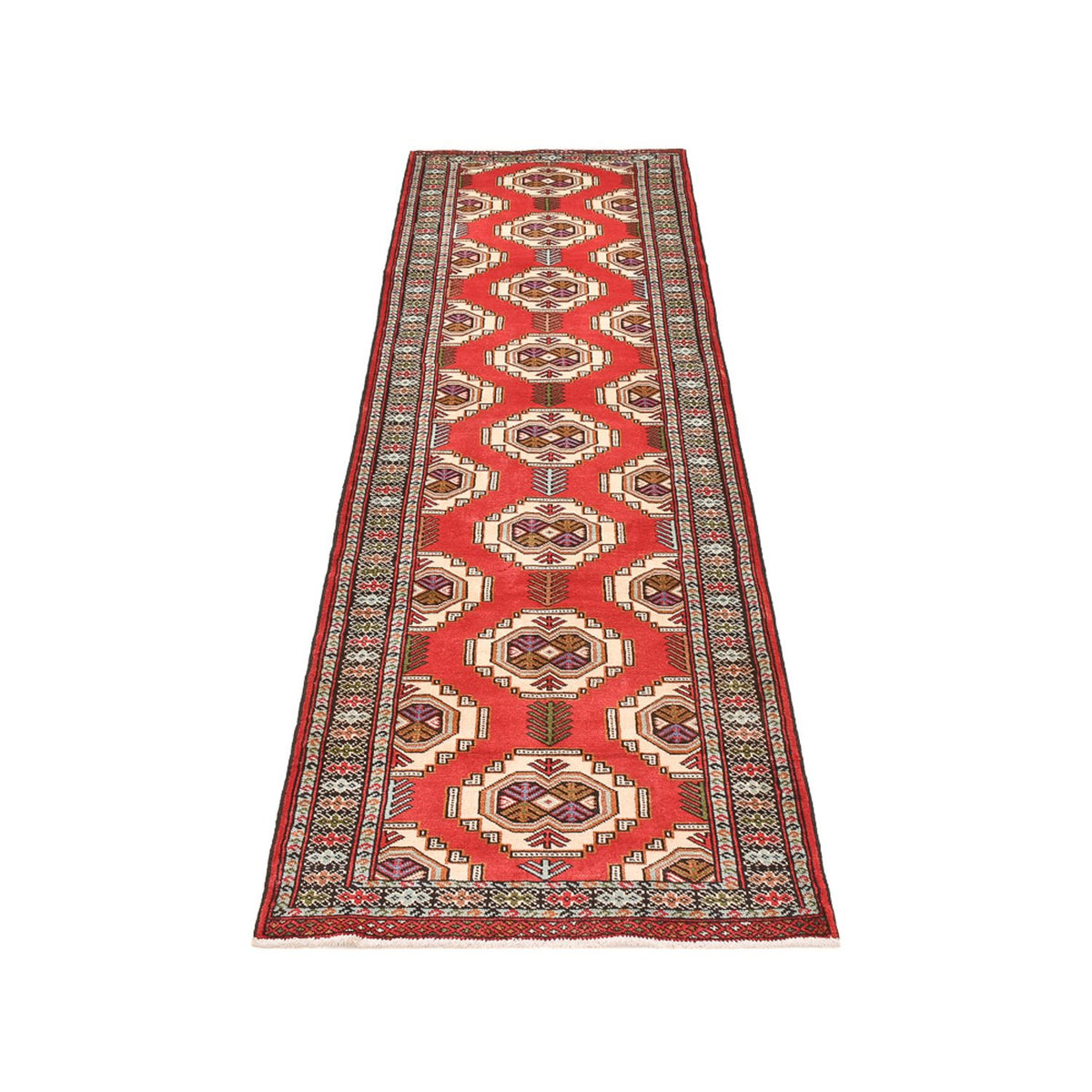 Runner Turkaman Rug - 283 x 85 cm - red