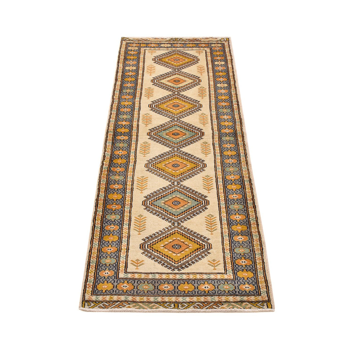 Runner Turkaman Rug - 215 x 65 cm - light green