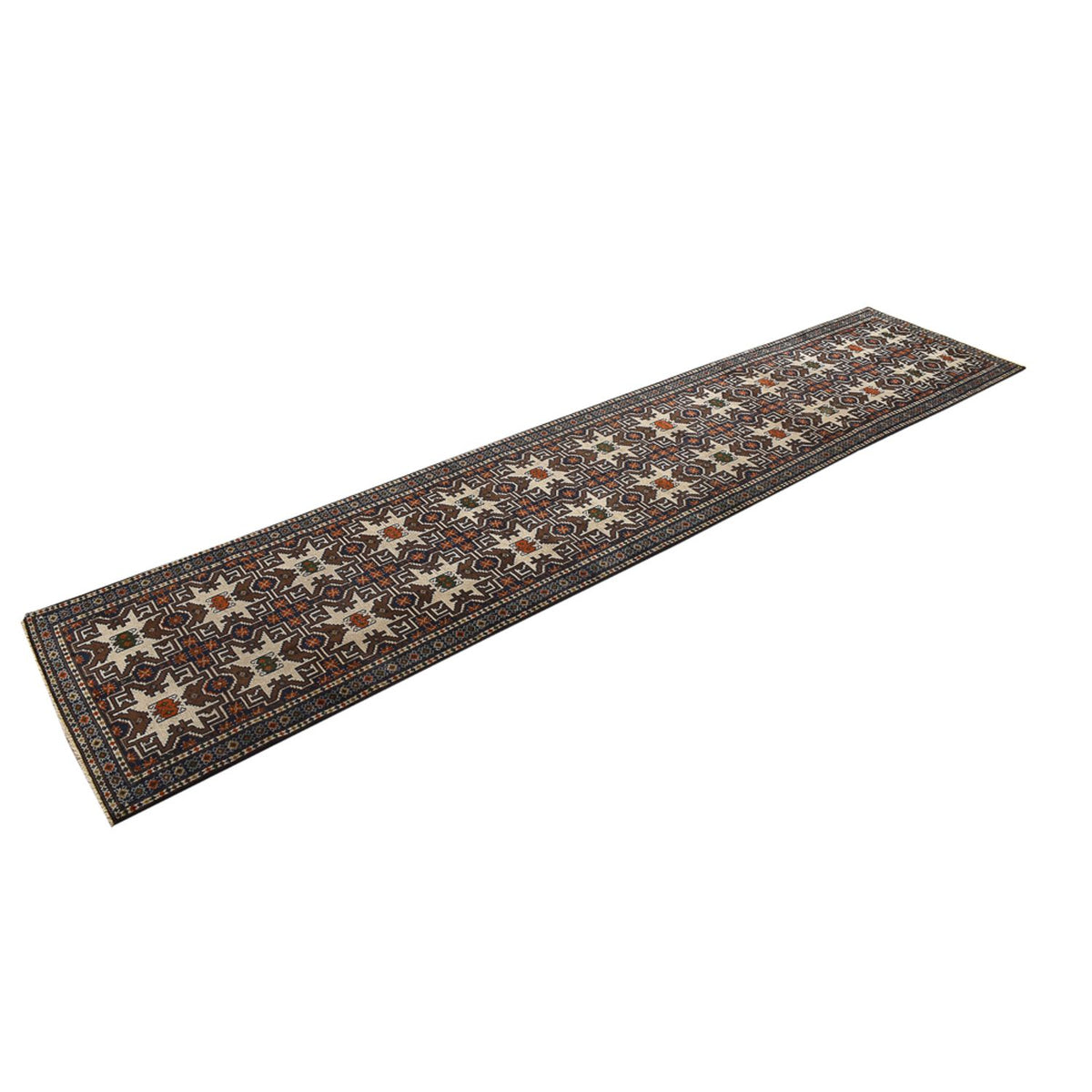 Runner Turkaman Rug - 366 x 79 cm - dark beige