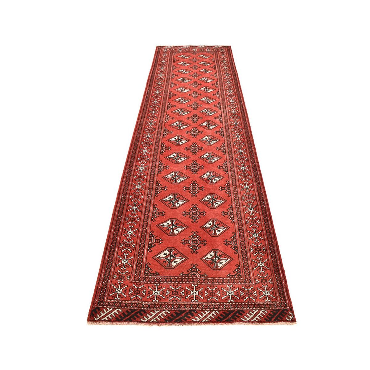 Runner Turkaman Rug - 376 x 98 cm - red