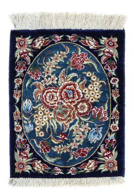 Silk Rug - Ghom Silk - Premium - 40 x 28 cm - dark blue