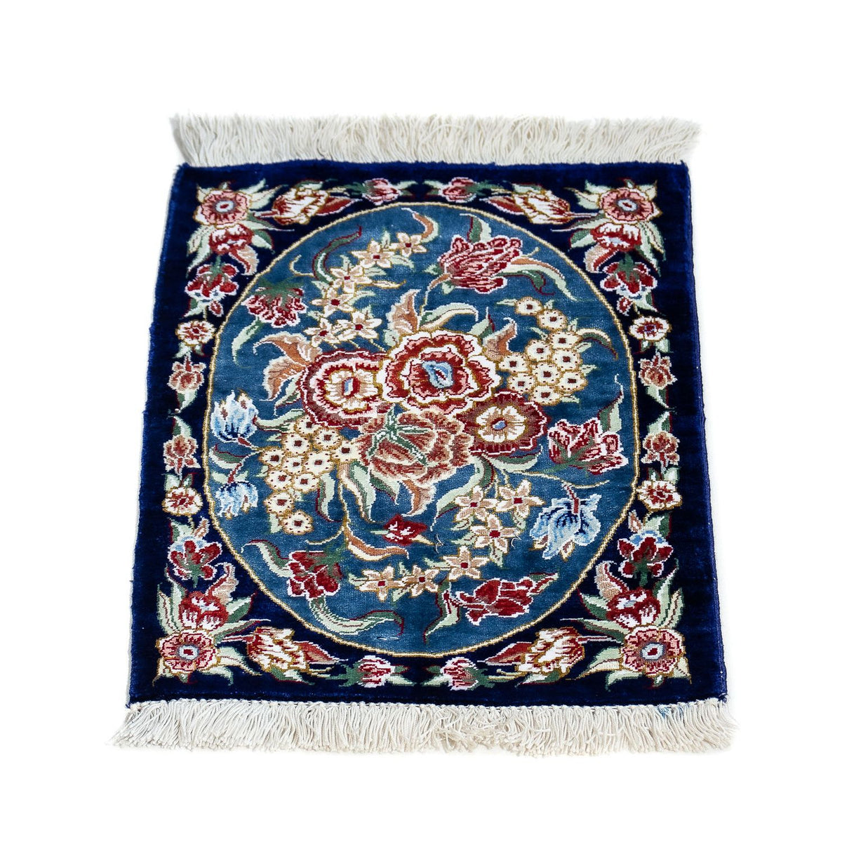 Silk Rug - Ghom Silk - Premium - 40 x 28 cm - dark blue