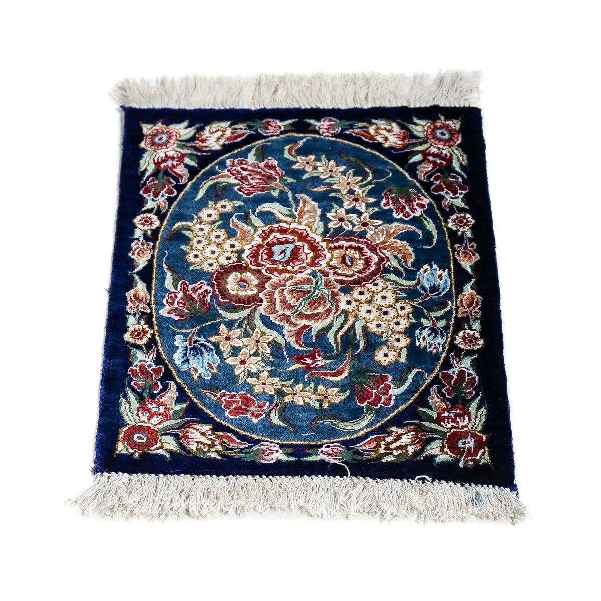 Silk Rug - Ghom Silk - Premium - 40 x 28 cm - dark blue