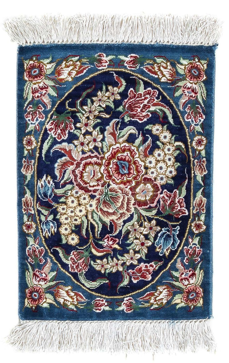 Silk Rug - Ghom Silk - Premium - 40 x 28 cm - dark blue
