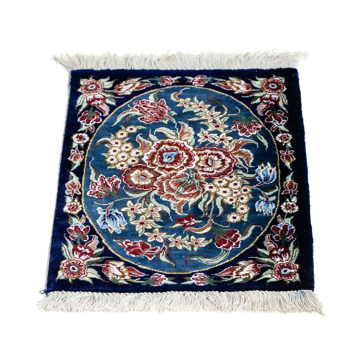 Silk Rug - Ghom Silk - Premium - 40 x 28 cm - dark blue