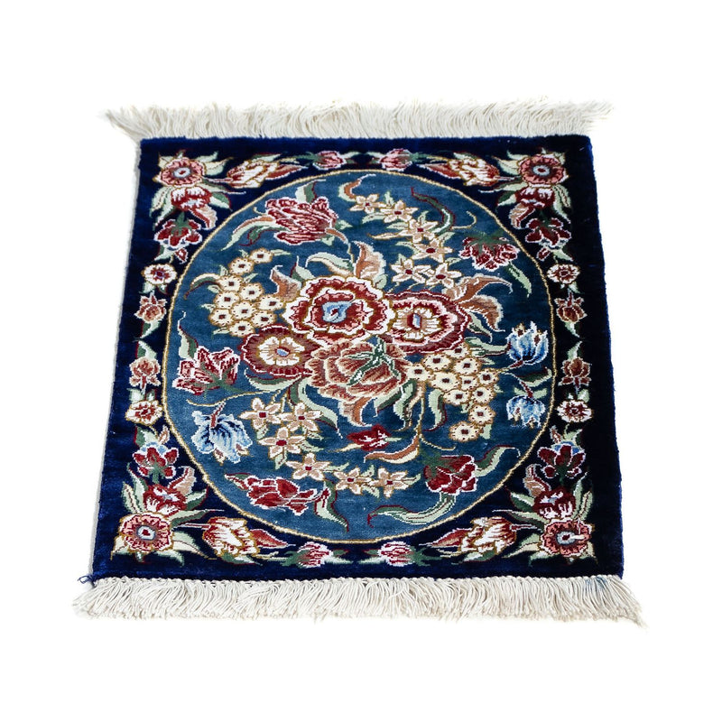 Silk Rug - Ghom Silk - Premium - 40 x 28 cm - dark blue