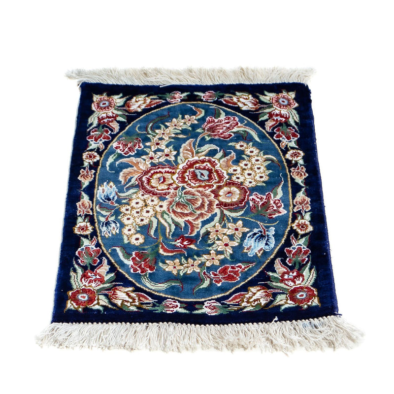 Silk Rug - Ghom Silk - Premium - 40 x 28 cm - dark blue