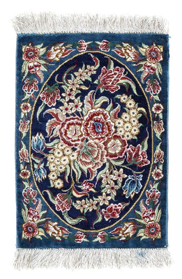 Silk Rug - Ghom Silk - Premium - 40 x 28 cm - dark blue