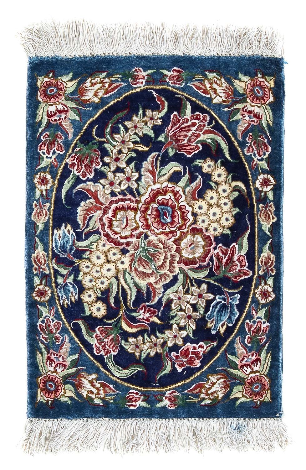 Silk Rug - Ghom Silk - Premium - 40 x 28 cm - dark blue
