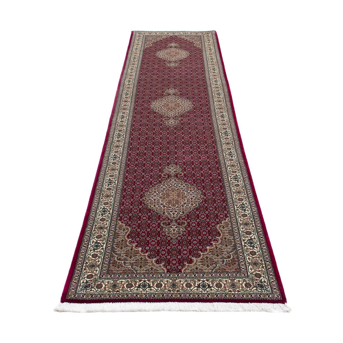 Runner Perser Rug - Tabriz - 344 x 80 cm - dark red