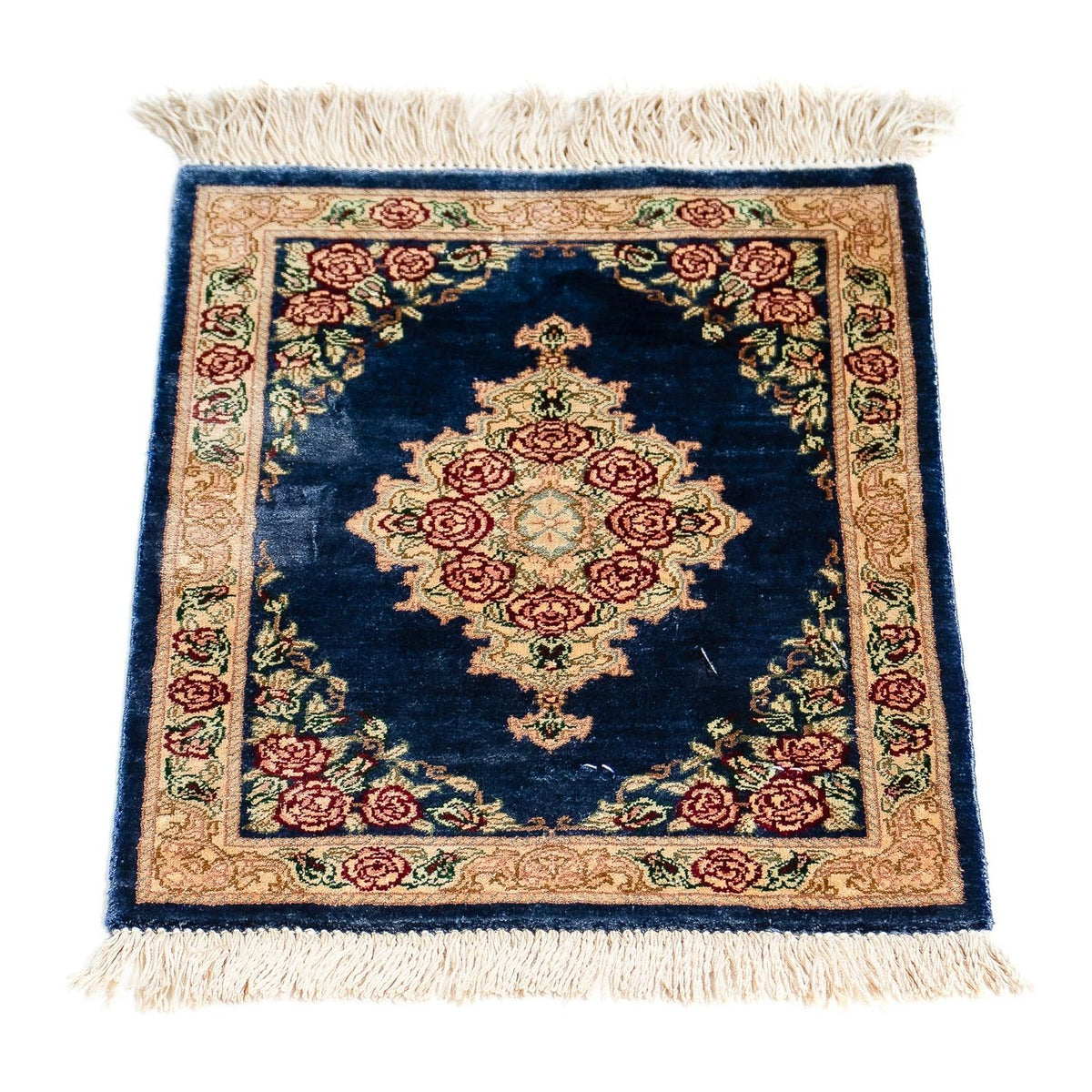 Silk Rug - Ghom Silk - Premium - 39 x 28 cm - dark blue