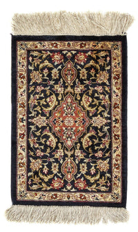 Silk Rug - Ghom Silk - Premium - 41 x 28 cm - dark blue