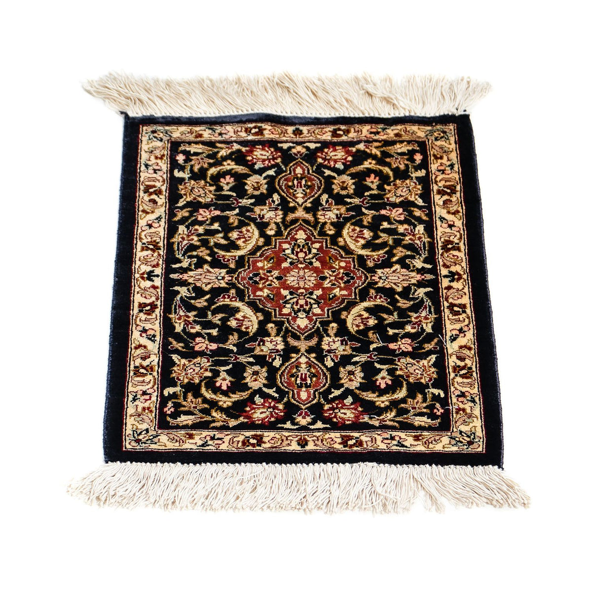 Silk Rug - Ghom Silk - Premium - 41 x 28 cm - dark blue