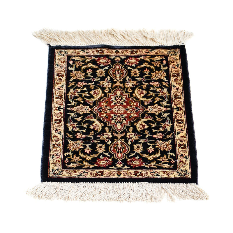 Silk Rug - Ghom Silk - Premium - 41 x 28 cm - dark blue
