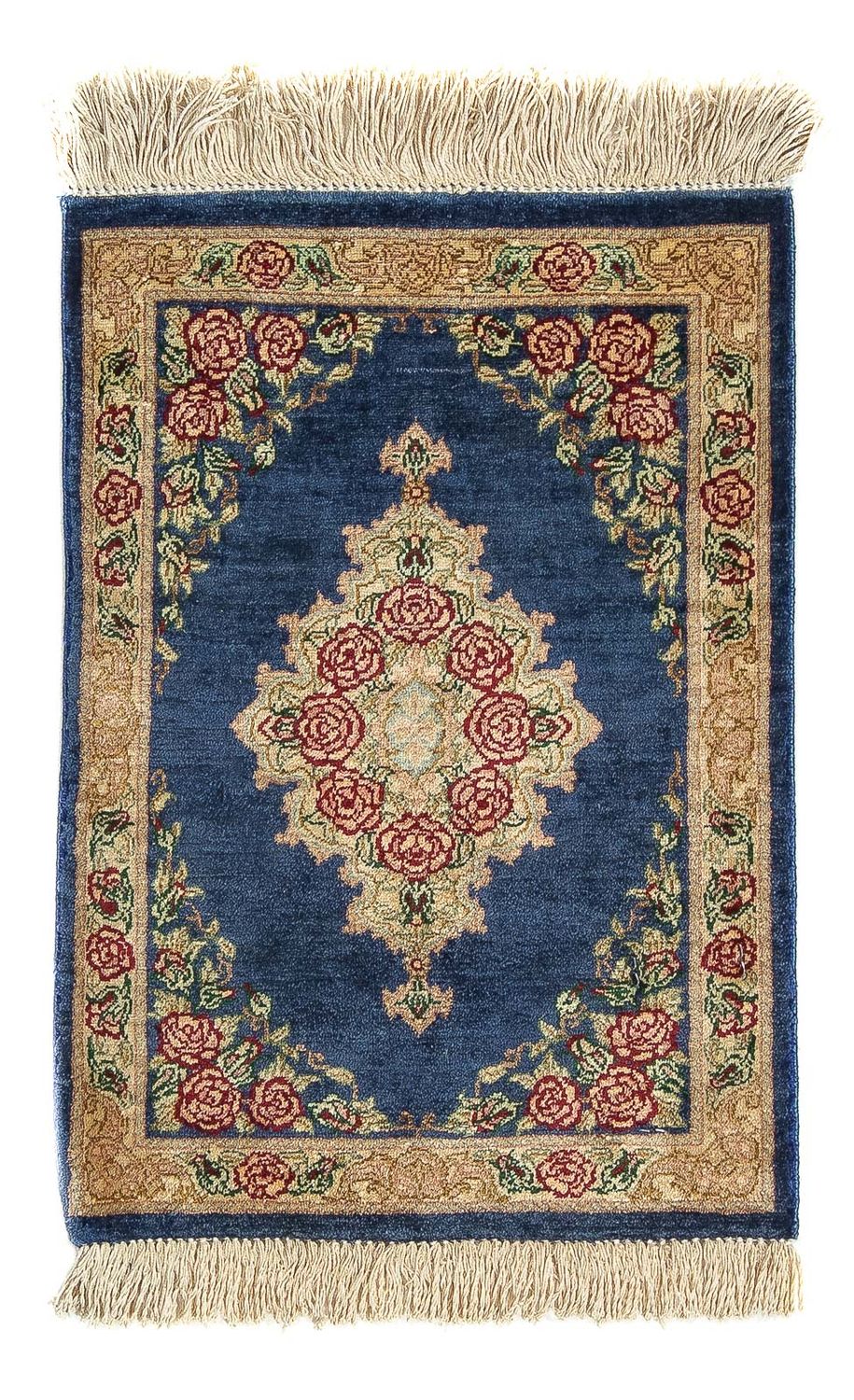 Silk Rug - Ghom Silk - Premium - 40 x 28 cm - dark blue