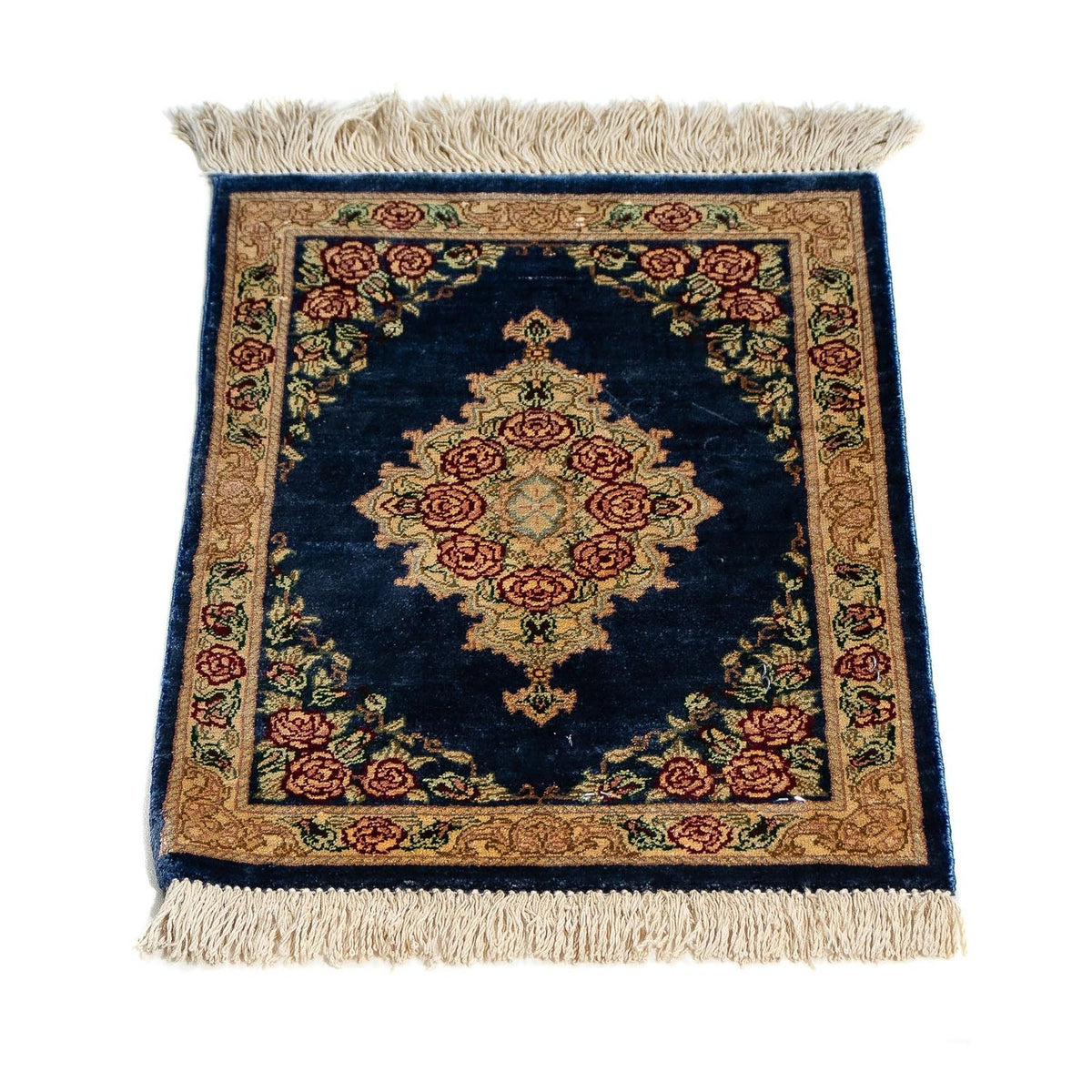 Silk Rug - Ghom Silk - Premium - 40 x 28 cm - dark blue