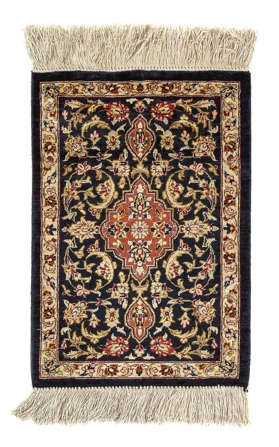 Silk Rug - Ghom Silk - Premium - 41 x 28 cm - dark blue