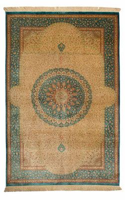 Silk Rug - Ghom Silk - Premium - 188 x 130 cm - beige