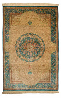 Silk Rug - Ghom Silk - Premium - 188 x 130 cm - beige