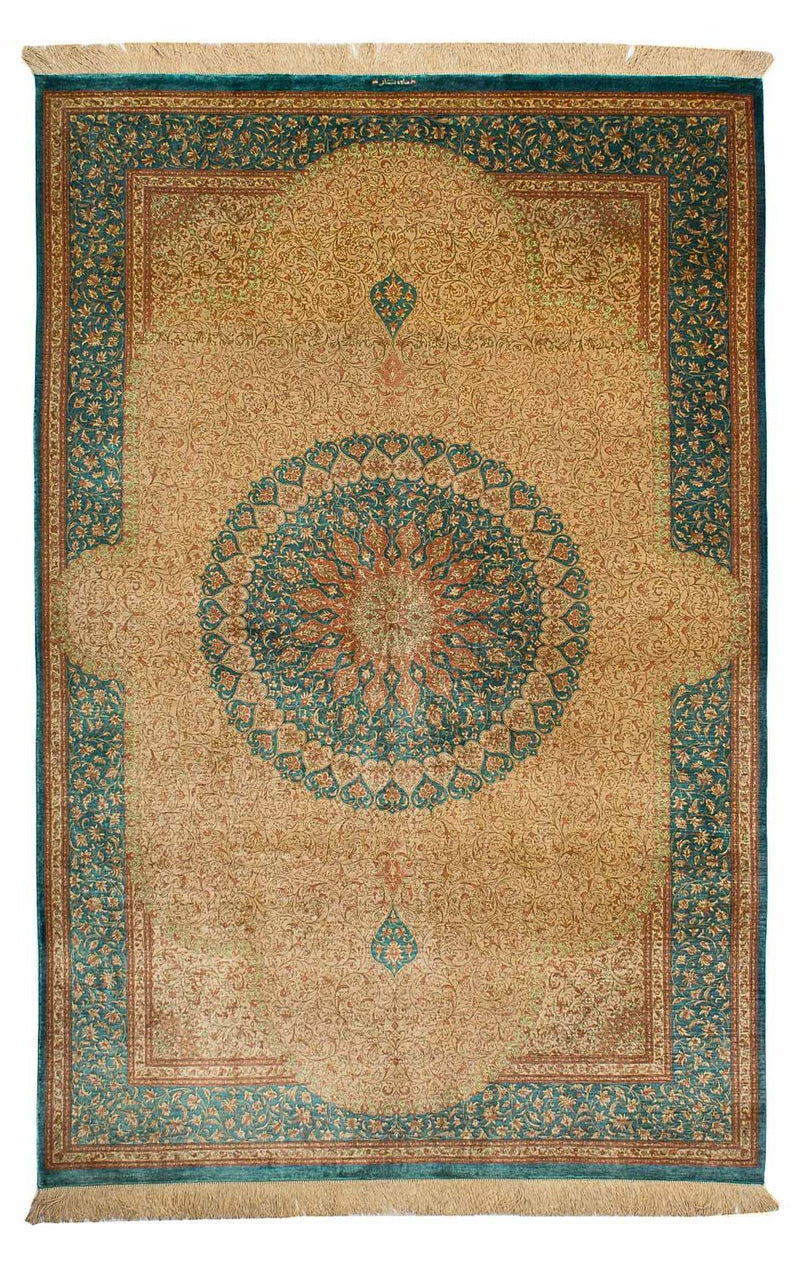 Silk Rug - Ghom Silk - Premium - 188 x 130 cm - beige