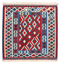 Kelim Rug - Oriental square  - 104 x 103 cm - dark red