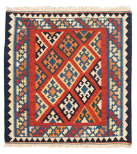 Kelim Rug - Oriental square  - 105 x 101 cm - red