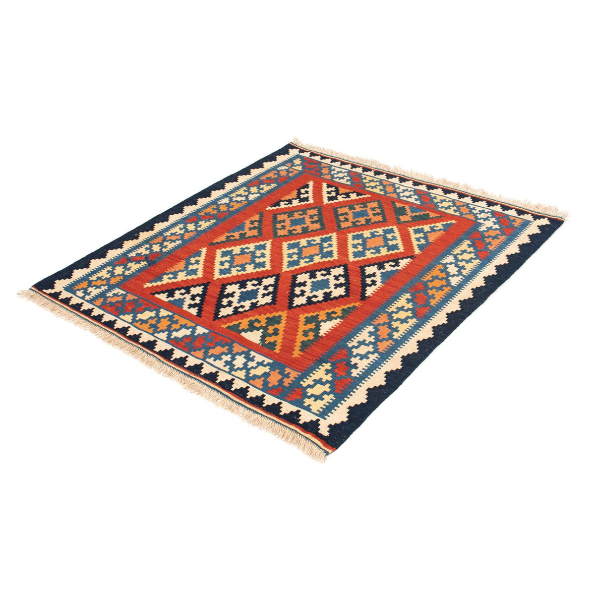 Kelim Rug - Oriental square  - 105 x 101 cm - red
