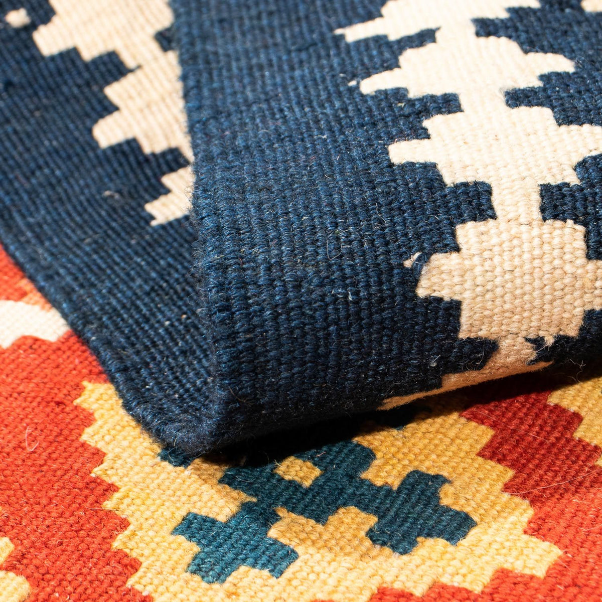 Kelim Rug - Oriental square  - 105 x 103 cm - dark red