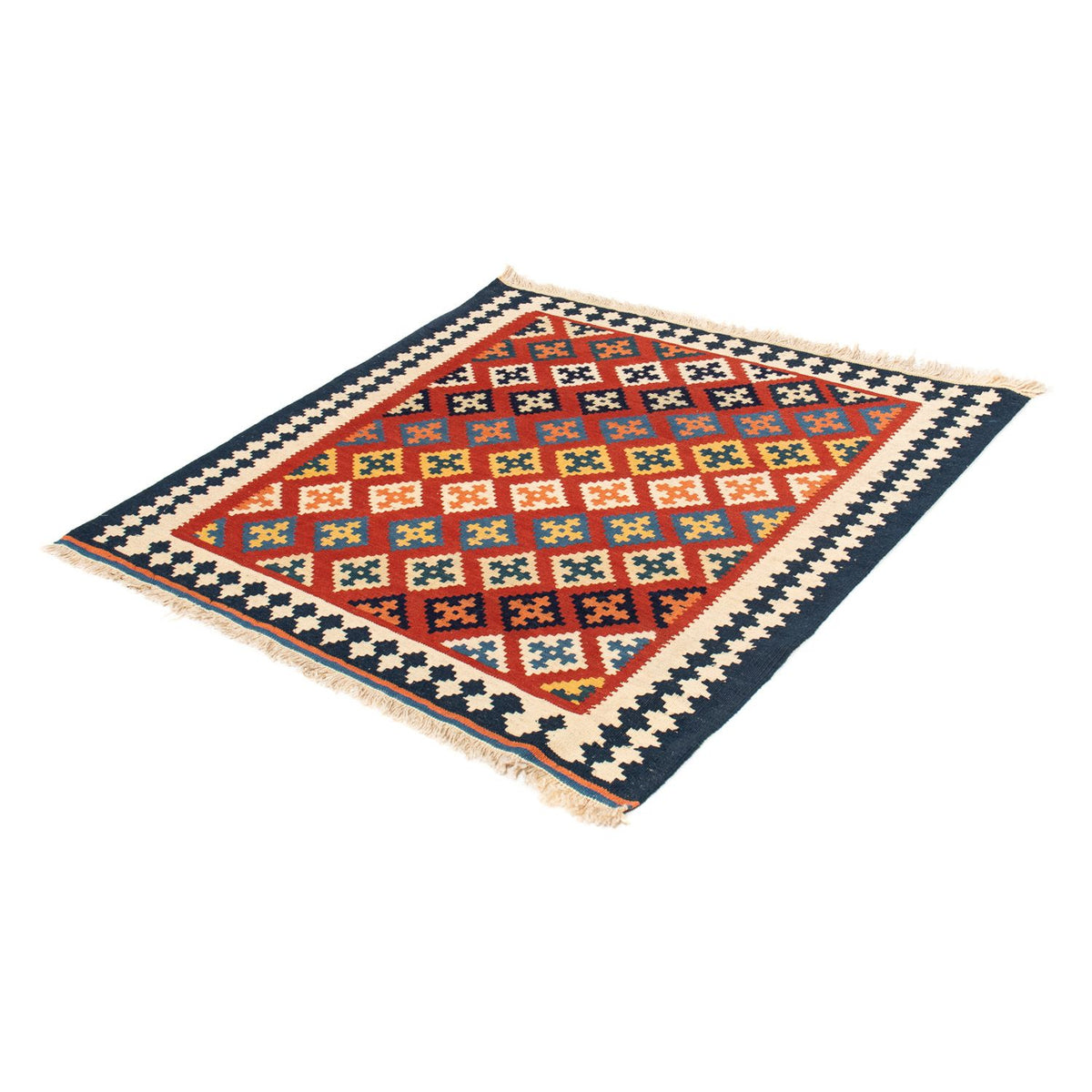 Kelim Rug - Oriental square  - 105 x 103 cm - dark red