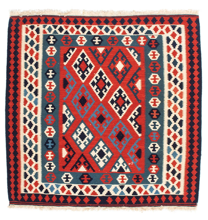 Kelim Rug - Oriental square  - 104 x 103 cm - dark red
