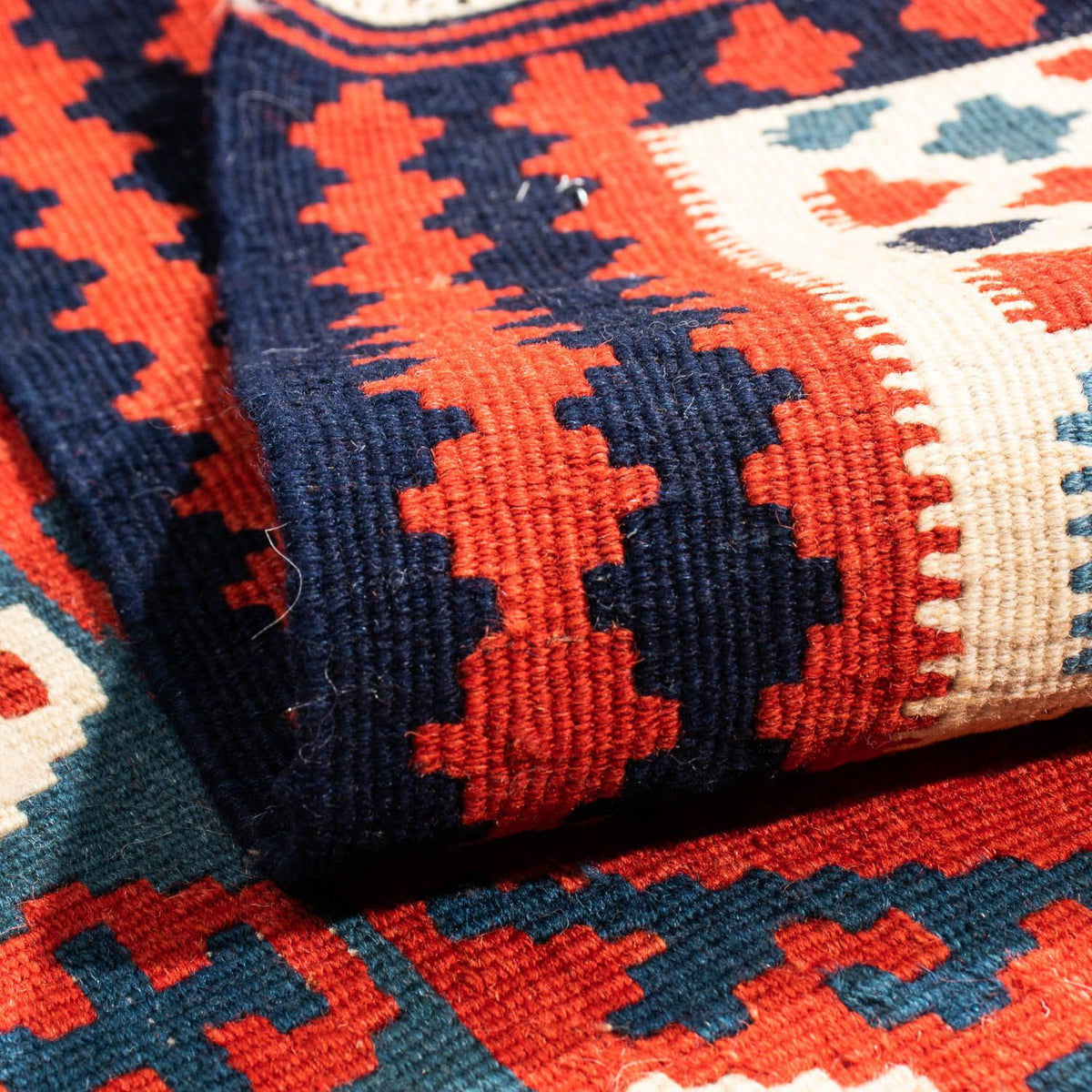 Kelim Rug - Oriental square  - 104 x 103 cm - dark red