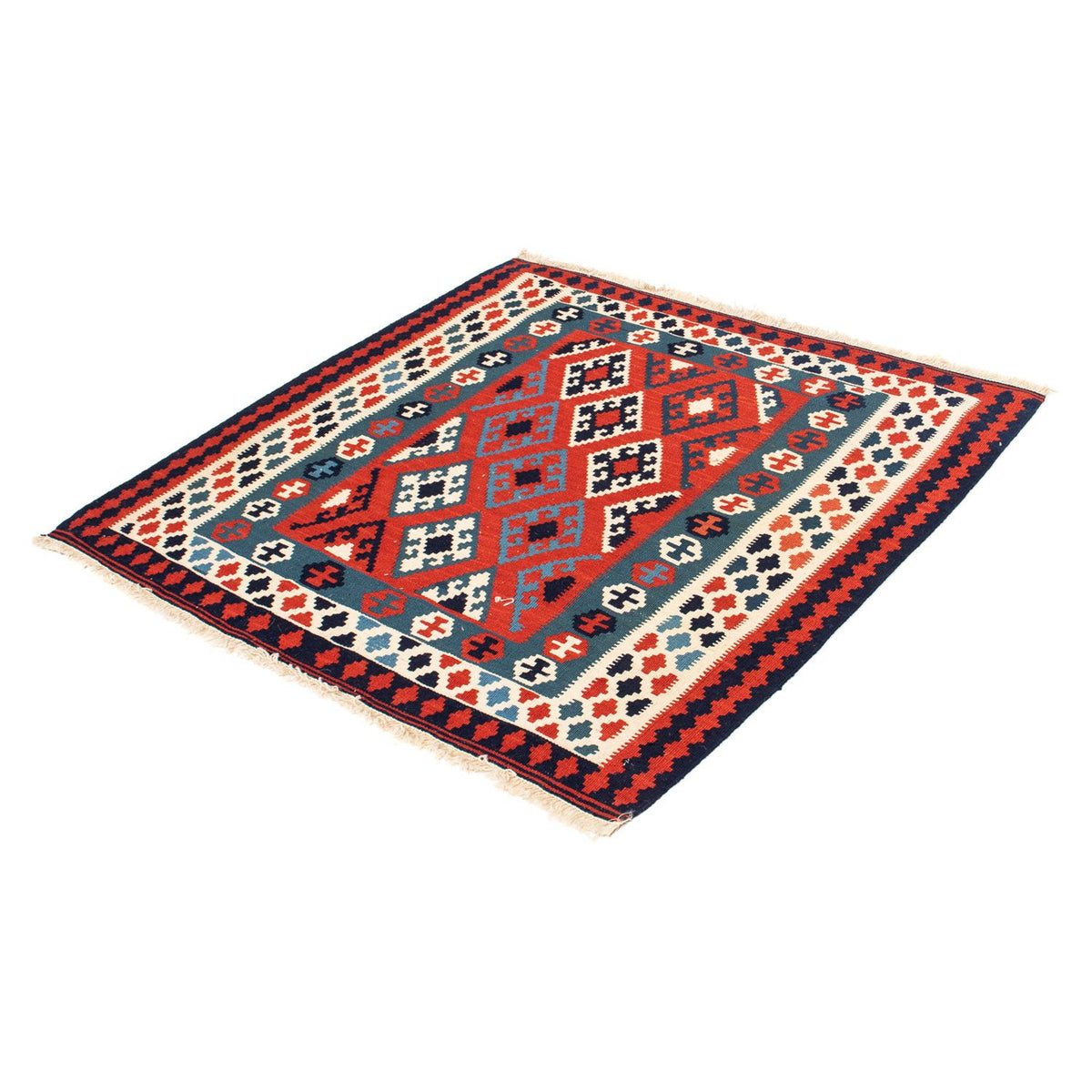 Kelim Rug - Oriental square  - 104 x 103 cm - dark red